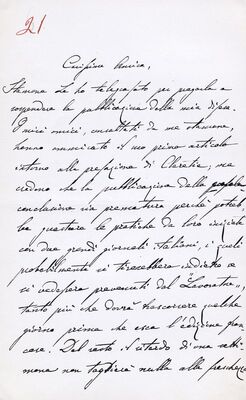 Br. 21 – Cara Amica! = Draga prijateljice!, pismo