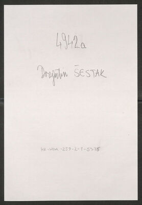 Šestak, Dragutin, 8.12.1914. Policijski karton