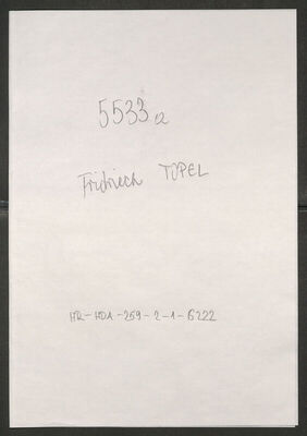 Topel, Fridriech, 18.10.1910. Policijski karton