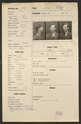 Štark, Teodor, 1905. Policijski karton