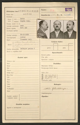 Schnittlinger, Arthur, 29.11.1893. Policijski karton