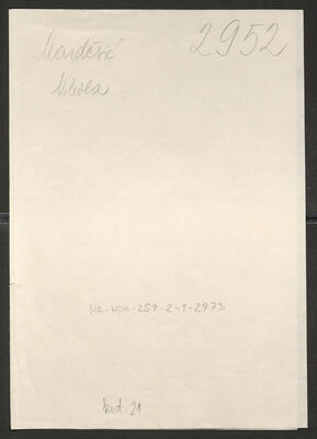 Mardešić, Nikola, 18.1.1906. Policijski karton