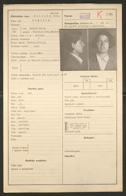 Saksida, Marcela rođ. Marcin, 10.1.1908. Policijski karton