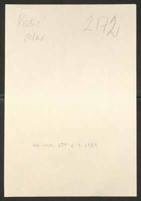 Katić, Petar, 23.12.1918. Policijski karton