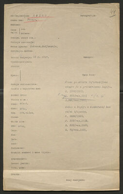 Roško, Franjo, 23 godine. Policijski karton