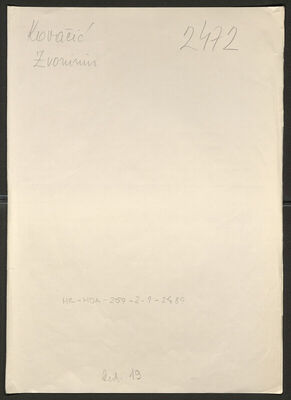 Kovačić, Zvonimir, 15.4.1912. Policijski karton