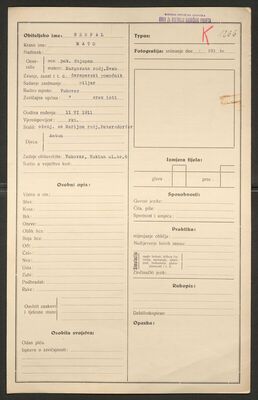 Sempal, Mato, 11.6.1911. Policijski karton