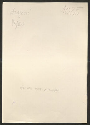 Dragović, Veljko, 13.8.1925. Policijski karton