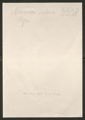 Naumova-Orlova, Olga, 1903. Policijski karton