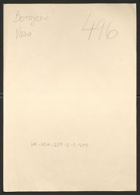 Borojević, Vaso, 1898. Policijski karton